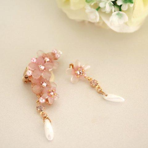 冬桜のイヤーカフ(右用)&ピアス