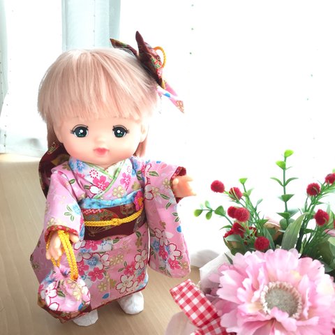 harufluさまご予約品:メルちゃんの着物セット*ピンクに桜