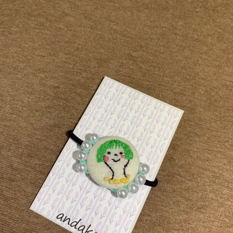 刺繍ビーズ、ガールなヘアゴム