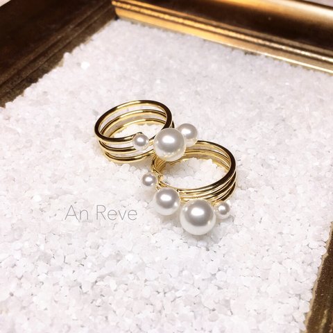 k16gp ◇ line pearl ring ◇