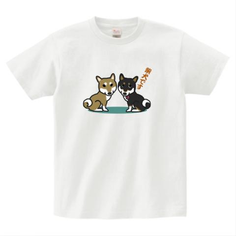 柴犬Tシャツ　ホワイト、ナチュラル