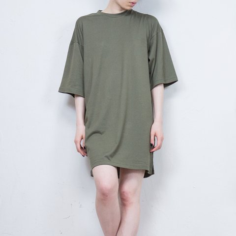 《M.A DESIGN》ロングスリーブT-Shirt Dress カーキ