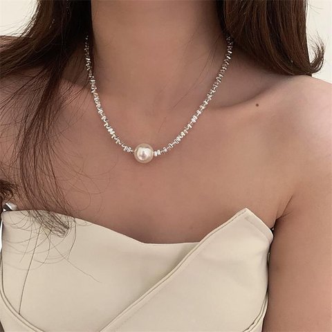 ネックレス　アクセサリー　結婚式　ウェディング　シンプル　フォーマル　パール　パーティー　デート　プレゼント　ラッピング　ギフト　　NAT-0688