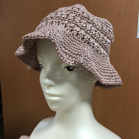 和ちゃん手編み☆エコアンダリア帽子 ピンク 子供用or小さめの大人女性の方用です。