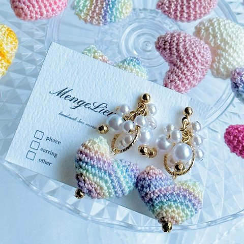 lucky heart  ハートのピアス rainbow