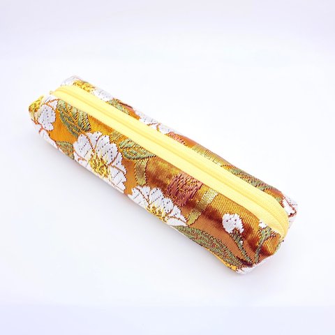 ペンケース☆織物☆花柄☆小物入れ☆和小物☆一点物☆金箔☆商品番号J6