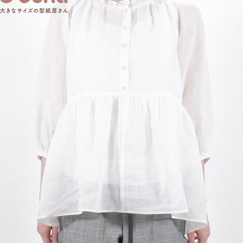 【買ってすぐ使える型紙】ギャザーブラウス【M/L/LL/3L/4L/5L/6L/7L/8L】洋服