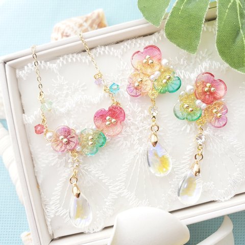 残り3セット【再販売】箱発送 夏 トロピカル 風鈴 浴衣♡ピアス*ネックレス