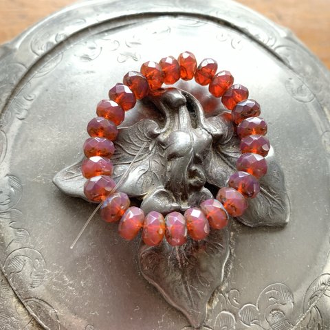 【1連25コセット】JIRI＊IVANA#czech beads#チェコビーズ　rondel7✖️5㍉ framboise  picasso