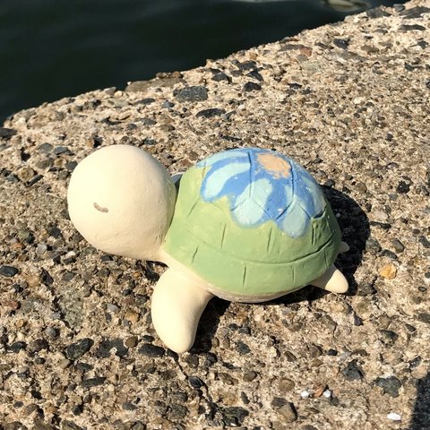 ウミガメ　グリーン　Ｅ-124　　陶製　/Sea turtle  /海龜/Meeresschildkröte