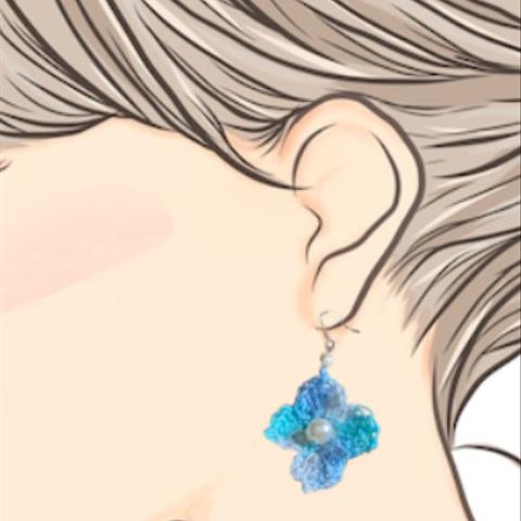 ブルー紫陽花ピアス