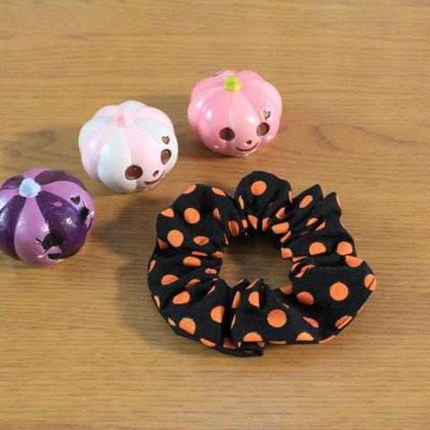 【ハロウィン】キッズサイズシュシュ　オレンジドット