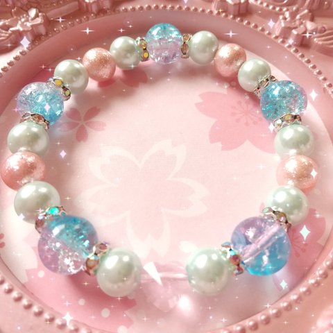 桜と星空のキラキラケーキ🌸🌟恋するスイーツ💕一粒ハートの胸キュンブレスレット💖～桜楽🌸春のスイーツ祭り～感謝価格💝