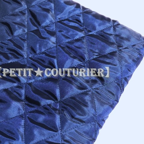 【送料無料】　No.6013　サテンのキルティング　７０×５０　ブルー　両面ダイヤ刺繍