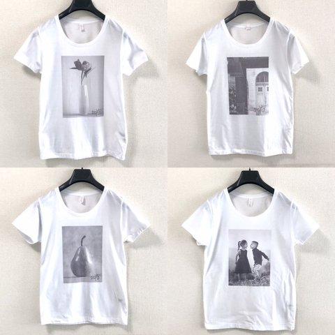 モノクロフォトTシャツ/レディースMサイズ