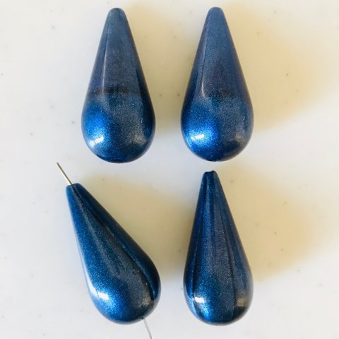 Vintage Metallic Blue Teardrop Beads 《7012》