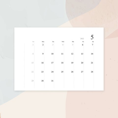 好きな月から購入できる！「とにかくシンプルなカレンダー」壁掛けヨコ型