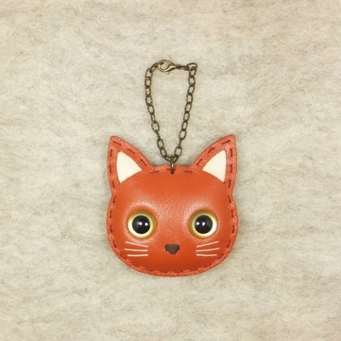 猫のバックチャーム【レッド】