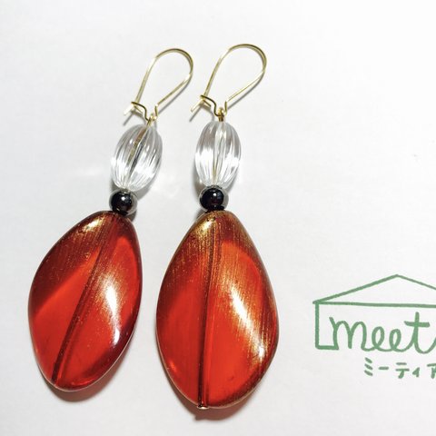 Twist beads ピアス (red)