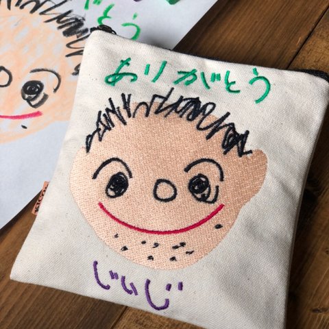 母の日の贈り物【オーダーメイド】似顔絵カラフル刺繍ポーチ