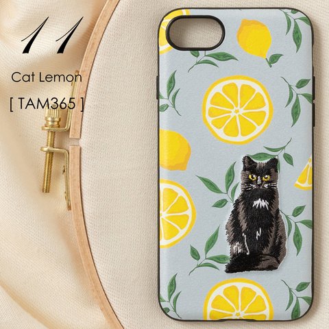 立体刺繍スマホケース iPhone PUレザー Mサイズ 猫 キャット ジュビリー jbiphcaseemb-006-TAM365