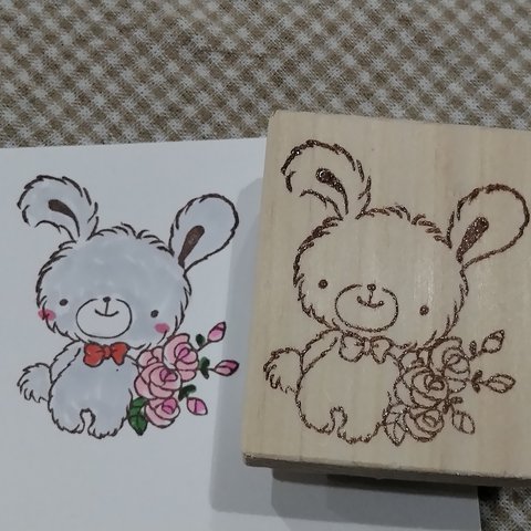 消しゴムはんこ♪　うさぎ　花束　スタンプ　プレゼント