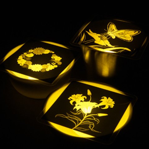 「灯りポップ」３枚組　蝶、リース、百合