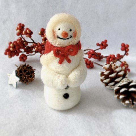 ❄️冬支度の雪だるまオブジェ❄️羊毛フェルト　クリスマス飾り