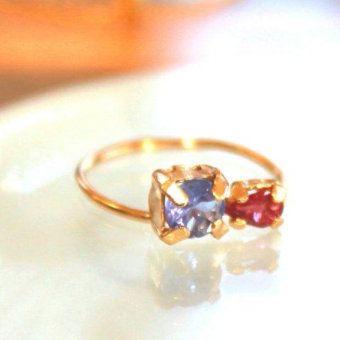 k18gp Tanzanite & Rubellite Ring