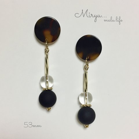 【再販】べっ甲×マットBlackゆらゆらイヤリング