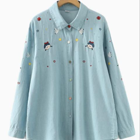 春服の新しい カジュアル 刺繍 純綿 長袖 デニム シャツ
