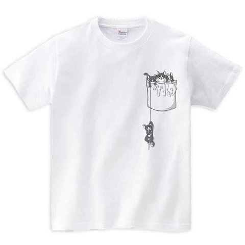 半袖Tシャツ 【ポケットで遊ぶカワイイ猫】 by FOX REPUBLIC