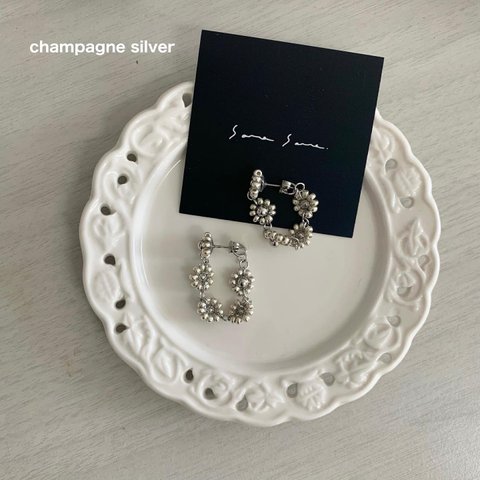 flower hoop(champagne silver × silver)