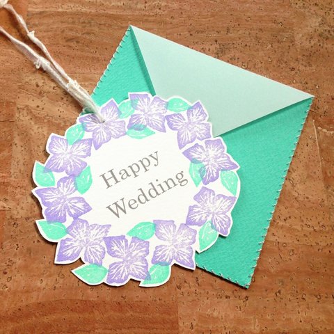 Wreath-Card◇Happy wedding-purple