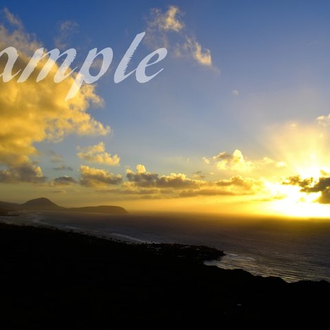 No.1★ポストカード[ハワイの朝陽]幻想的な風景写真＋お好きな写真1枚