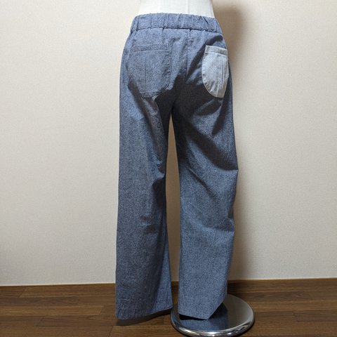 【コットン＆ポリエステル】ワイドなパンツ　