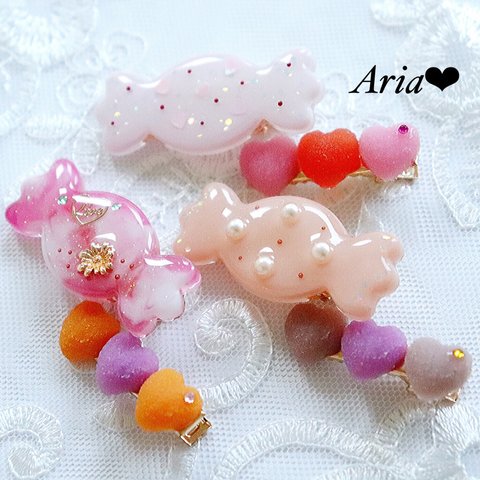 大人可愛い♡キャンディレジンヘアクリップ♡