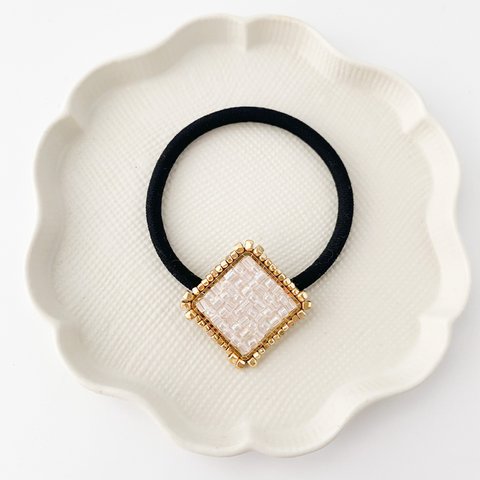 crystal hair accessory < gold square >
