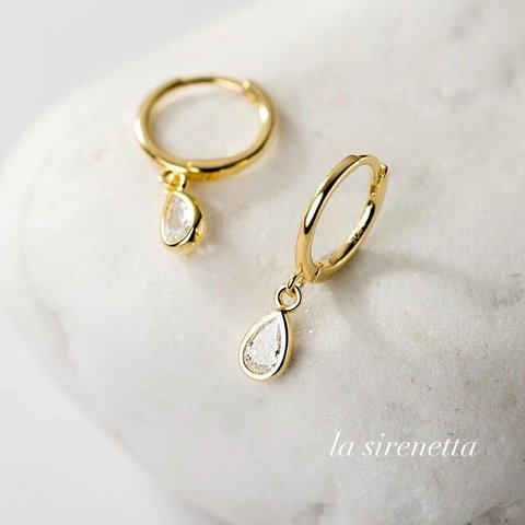 受注製作 ピアス ＊ tear drop hoop pierce