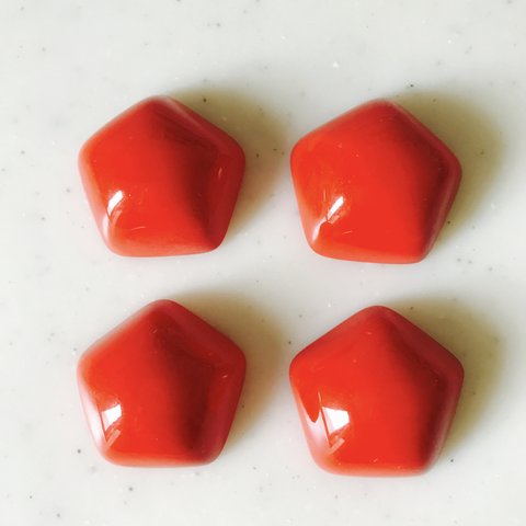 Vintage Red Pentagon Cabochons 《6369》