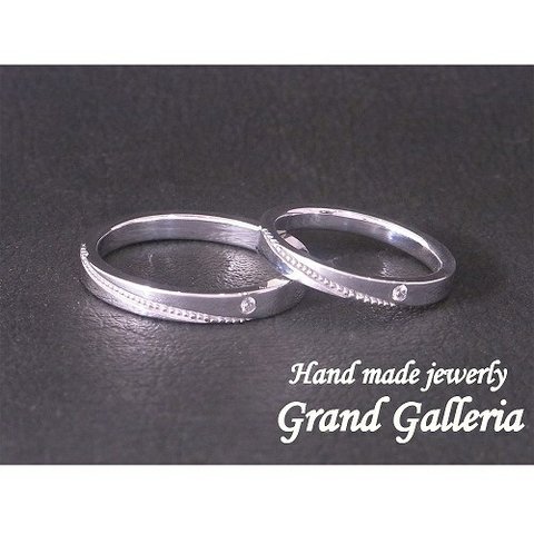 pt900 プラチナ900 ミル打ちマリッジリング 結婚指輪 ダイヤモンド Grand Galleria