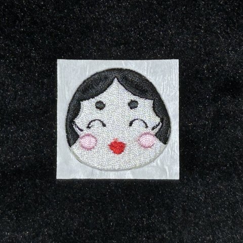 ★刺繍シール／ステッカー★節分　ニコニコおかめ　1枚