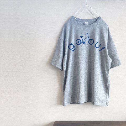 GO OUT　自転車ロゴ　Tシャツ（グレー）