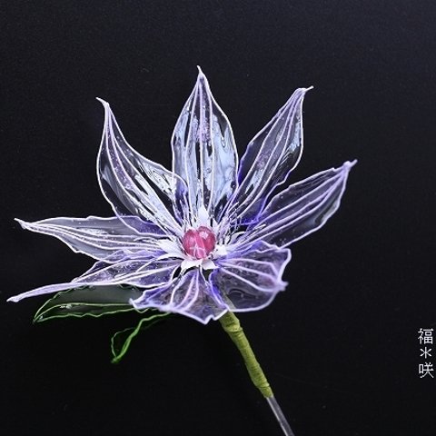 テッセン クレマチス 髪飾り かんざし ディップアート flower  和装 ドレス