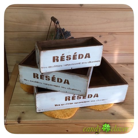 【セール】アンティーク 木製 収納ボックス 3個セット