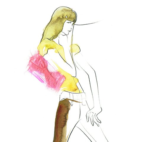 【原画】illustration_pink bag woman