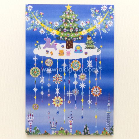 油絵「クリスマスの夜空」ポストカード2枚セット