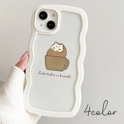 スマホケース なみなみケース ウェーブケース コーヒーカップ チベットスナギツネ ペンギン ハリネズミ ビションフリーゼ TPU 透明 クリア ic_nm012