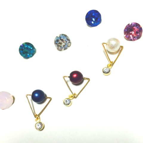 triangle pearl♡ノンホールピアス