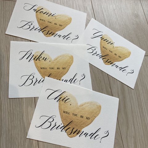 ウェディング　ブライズメイド　プロポーズカード　ハート💛　wedding bridesmaid proposal card heart💛